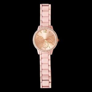 Blush Pink & Rose Gold Watch Encrusted With Crystals